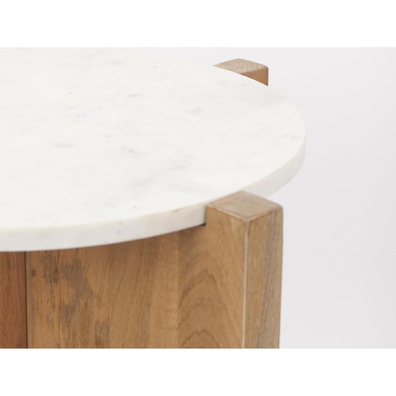 Mercana Bianca Wood w/ Marble Round Accent Table