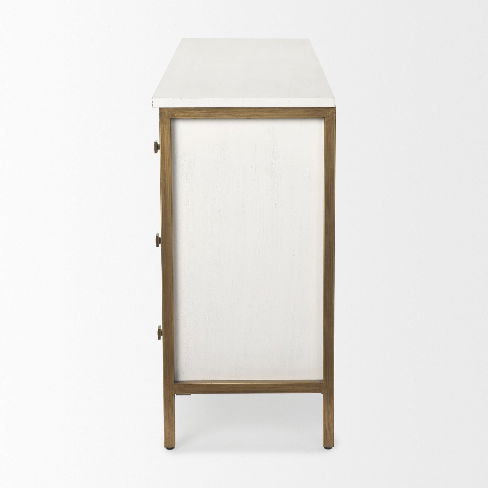 Mercana Savannah White Fir Veneer w/ Metal 6-Drawer Sideboard Clearance