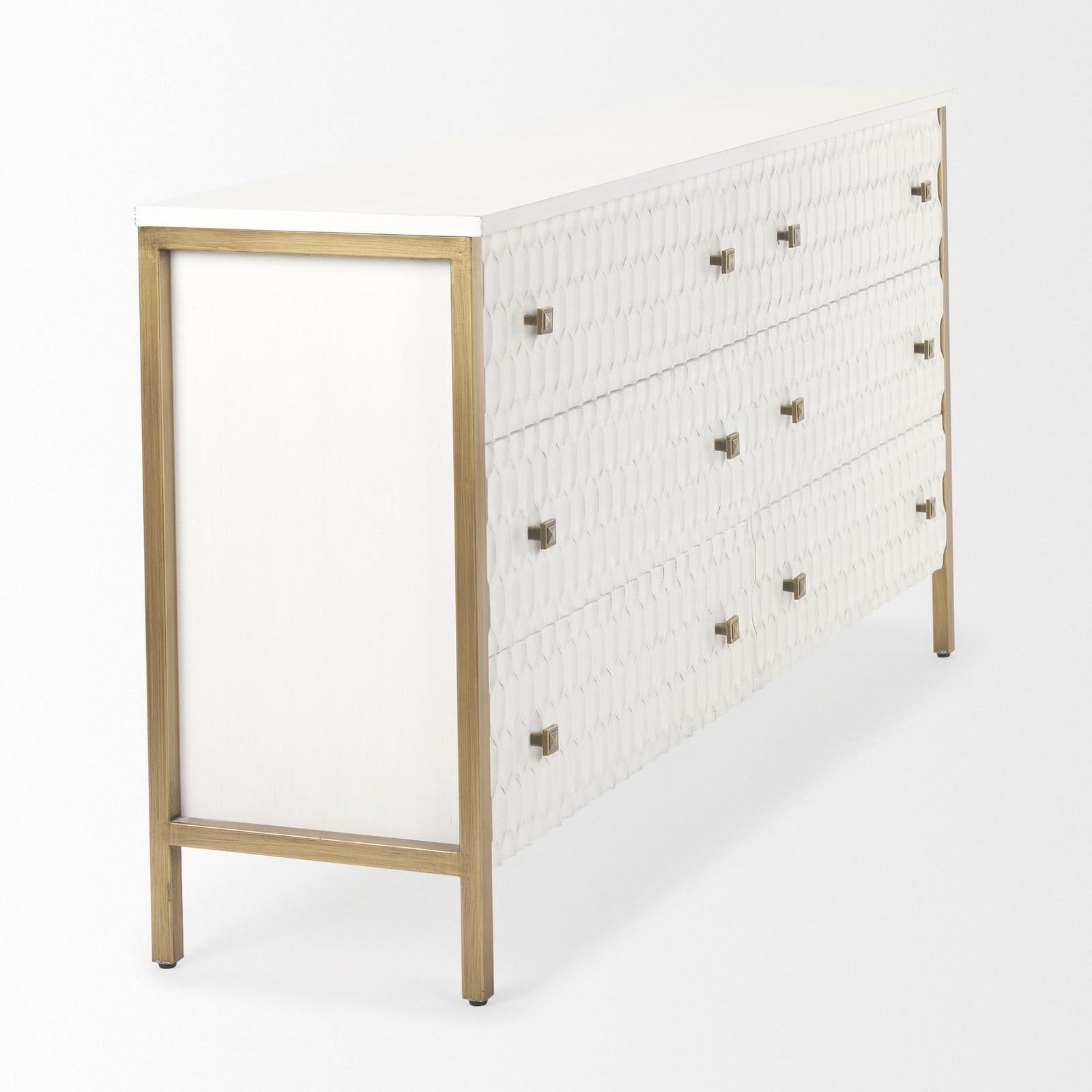 Mercana Savannah White Fir Veneer w/ Metal 6-Drawer Sideboard Clearance