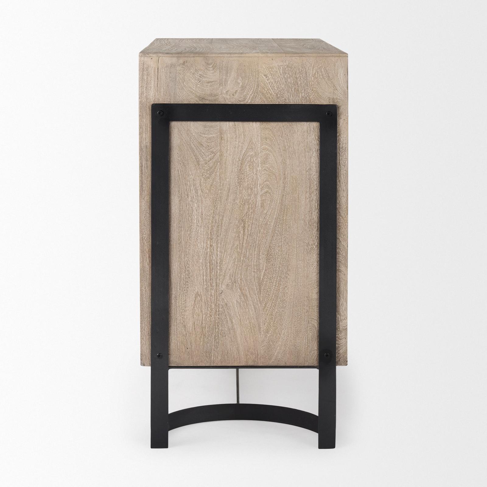 Mercana Rivien Brown Solid Wood W/Black Metal Frame 2 Door Accent Cabinet