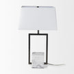 Mercana Peyton Black Metal W/Marble Cube and White Shade Table Lamp
