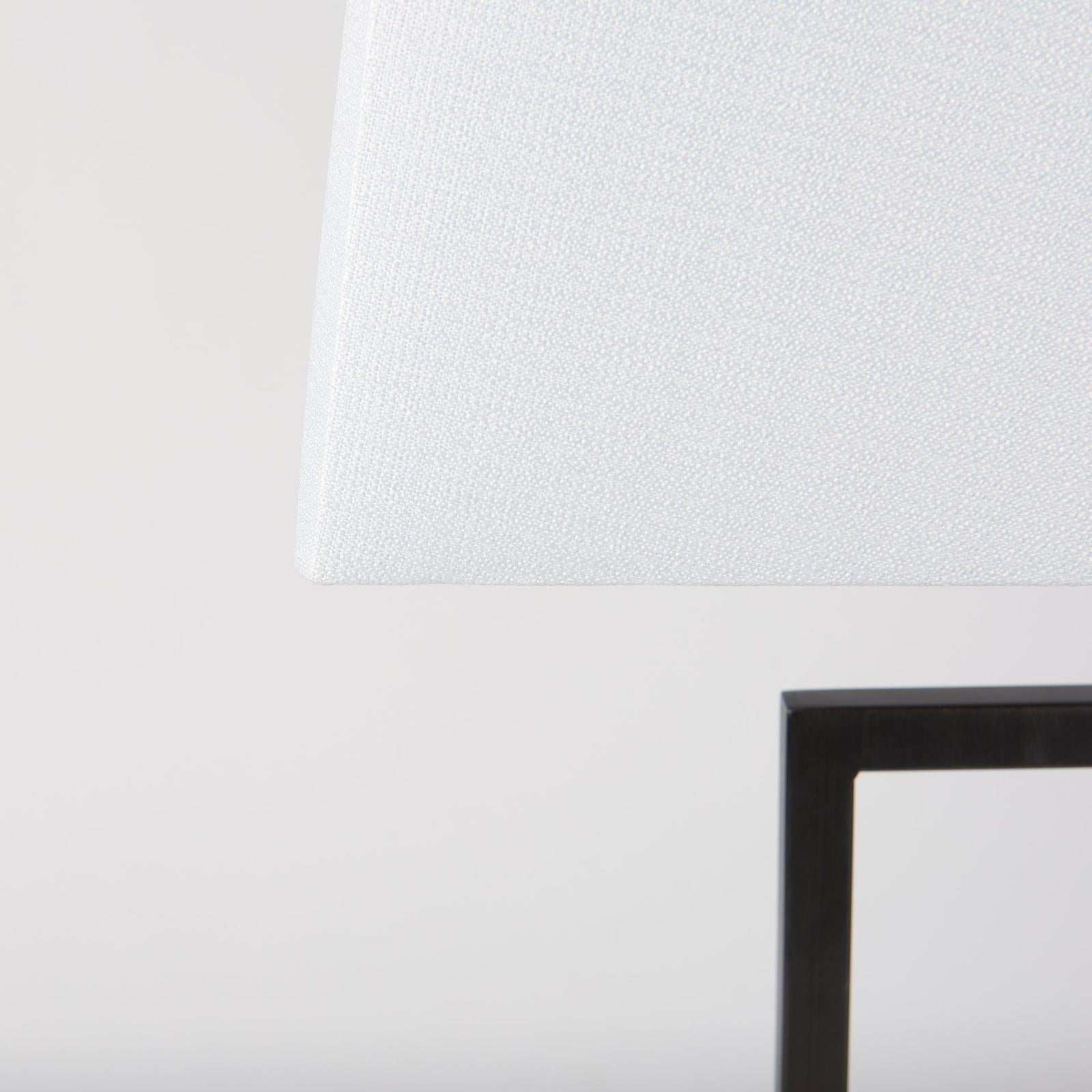 Mercana Peyton Black Metal W/Marble Cube and White Shade Table Lamp