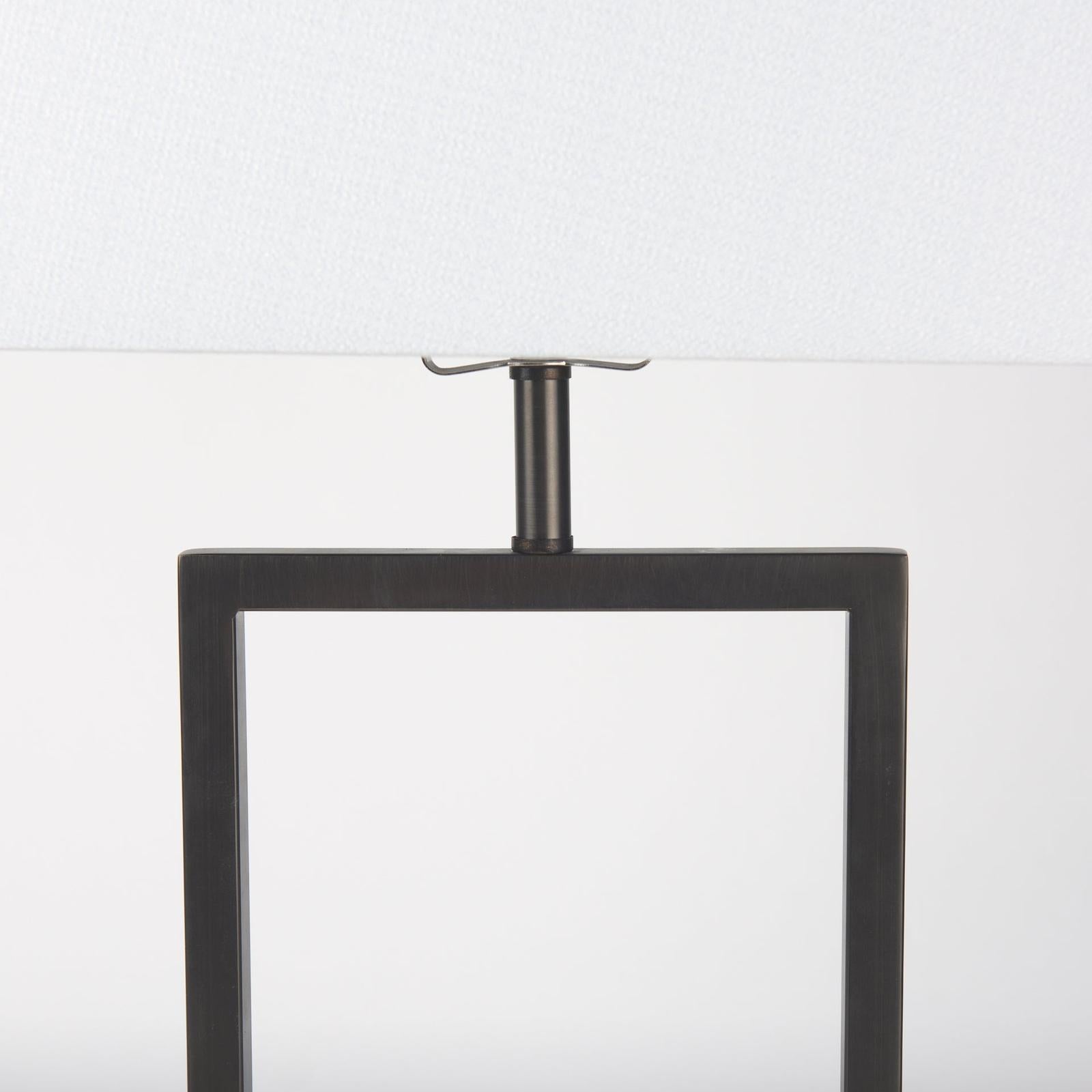 Mercana Peyton Black Metal W/Marble Cube and White Shade Table Lamp