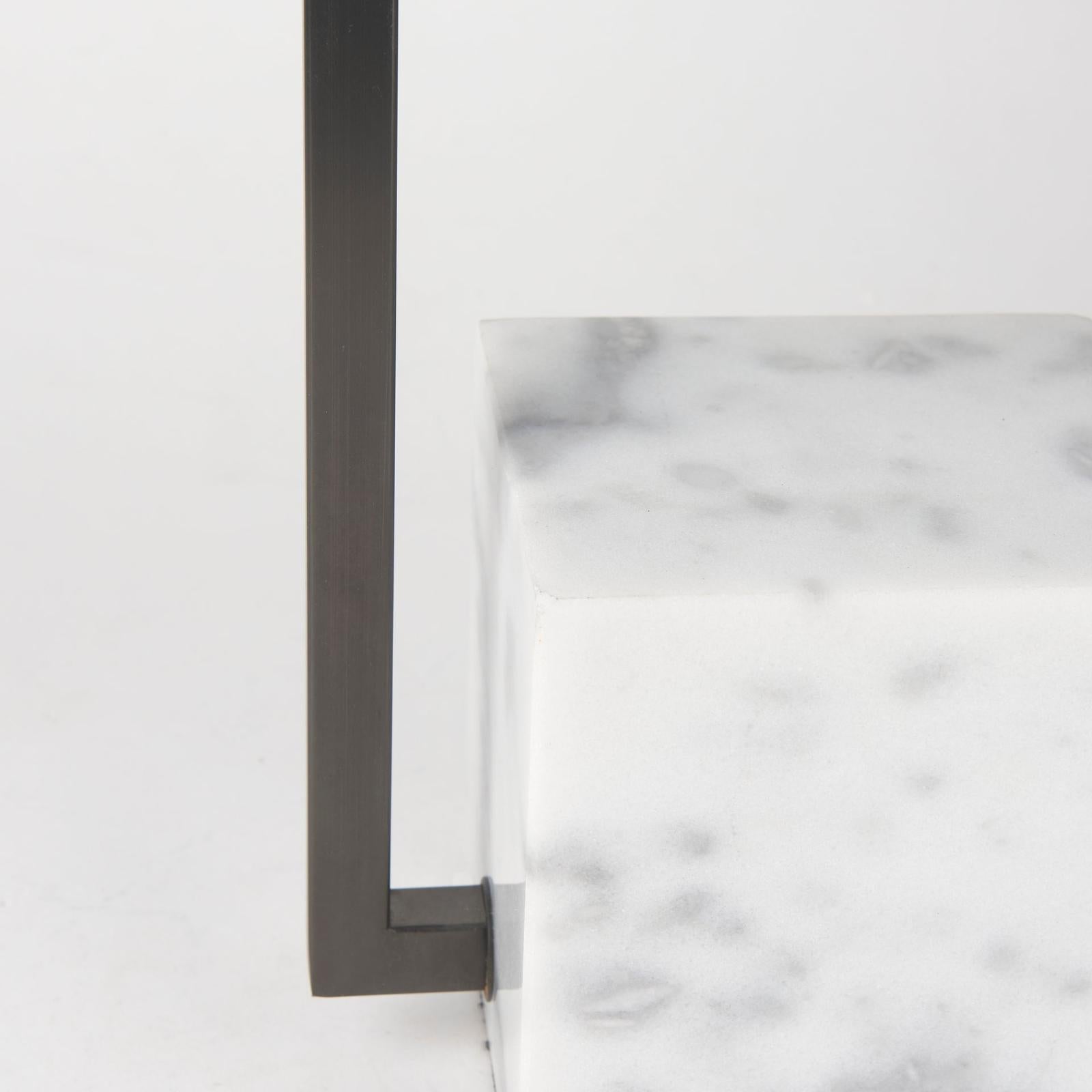 Mercana Peyton Black Metal W/Marble Cube and White Shade Table Lamp