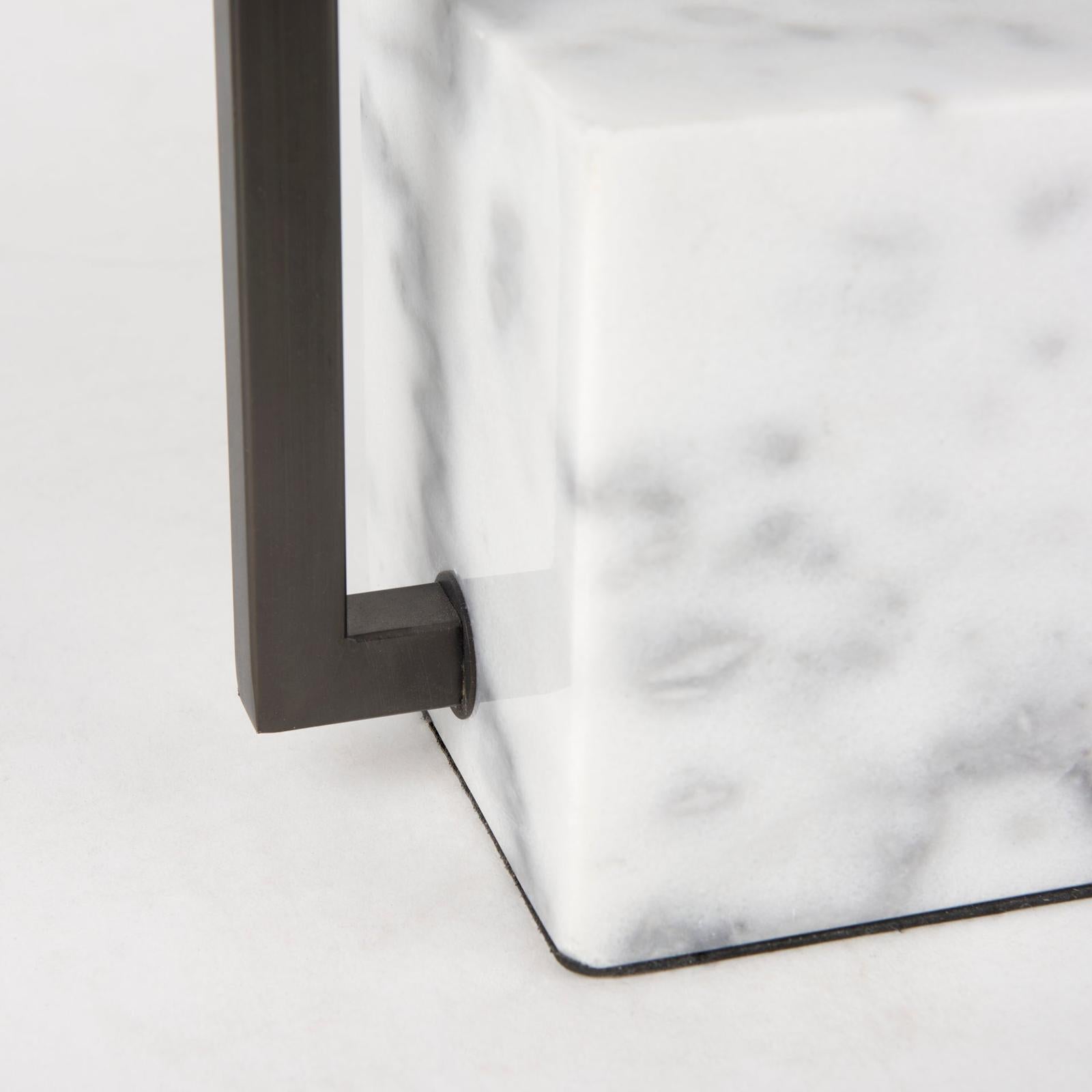 Mercana Peyton Black Metal W/Marble Cube and White Shade Table Lamp