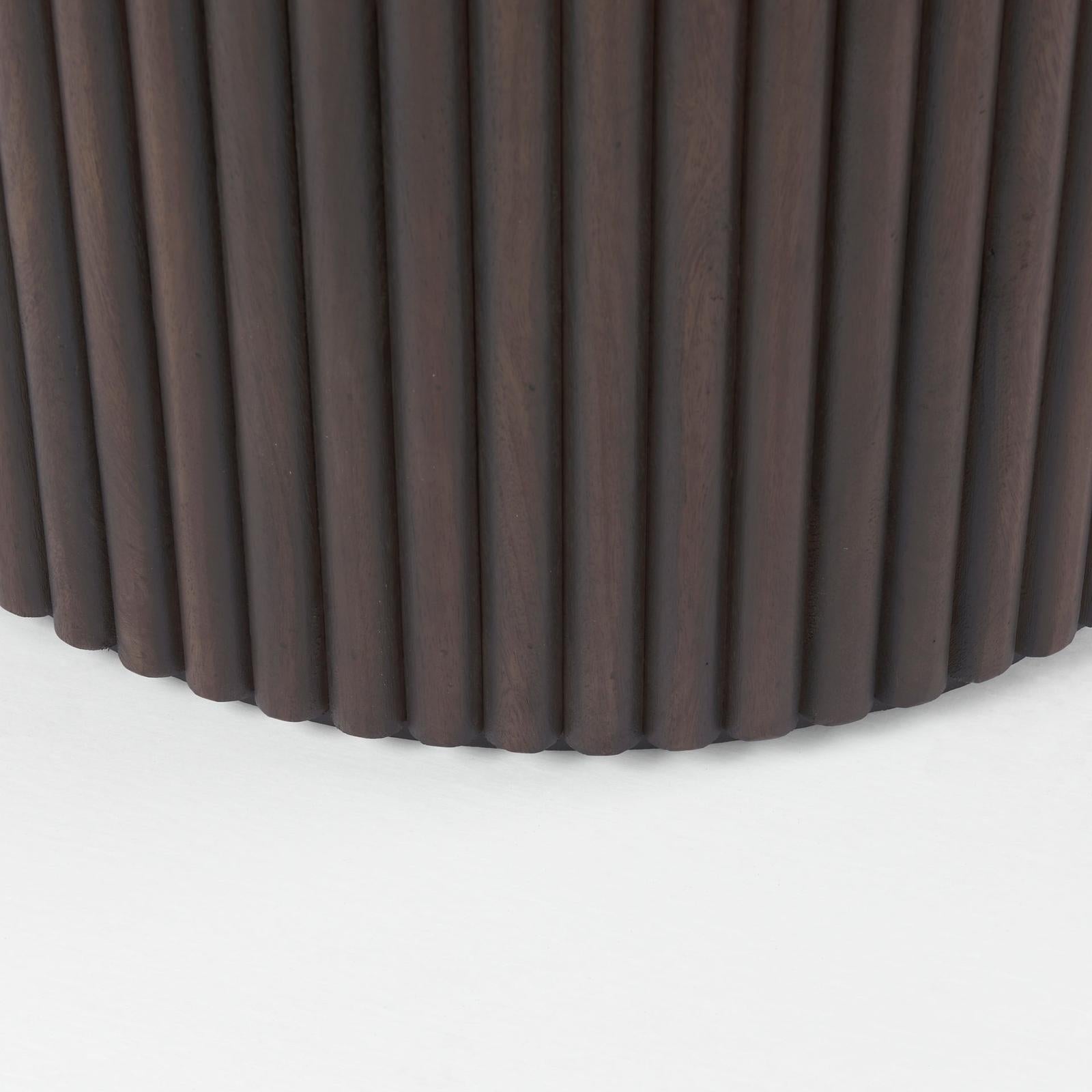 Mercana Terra Dark Brown Wood Round Fluted Dining Table