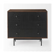 Mercana Grace Medium Brown Wood W/Black Metal Frame 3 Drawer Accent Cabinet