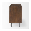 Mercana Grace Medium Brown Wood W/Black Metal Frame 3 Drawer Accent Cabinet