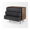 Mercana Grace Medium Brown Wood W/Black Metal Frame 3 Drawer Accent Cabinet