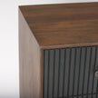 Mercana Grace Medium Brown Wood W/Black Metal Frame 3 Drawer Accent Cabinet
