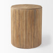 Mercana Terra Dark Brown Wood Fluted Round Side Table