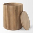 Mercana Terra Dark Brown Wood Fluted Round Side Table
