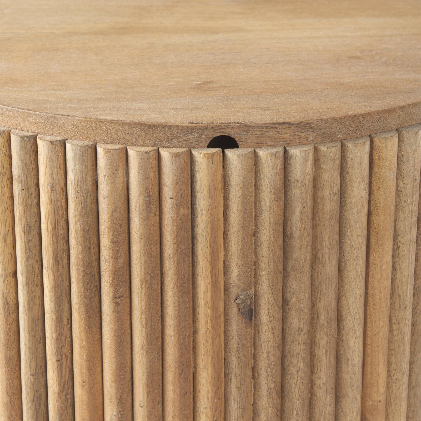 Mercana Terra Dark Brown Wood Fluted Round Side Table