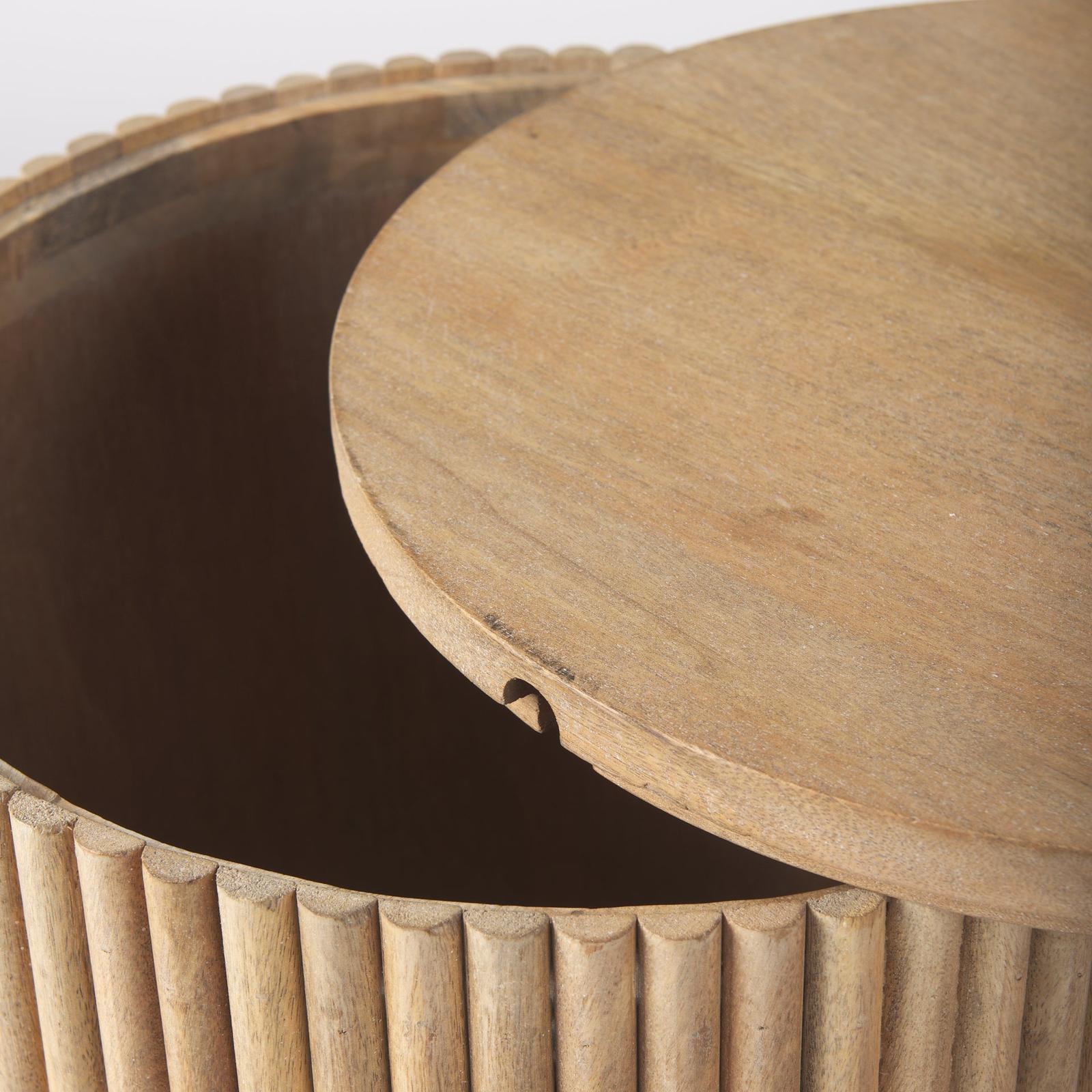 Mercana Terra Dark Brown Wood Fluted Round Side Table