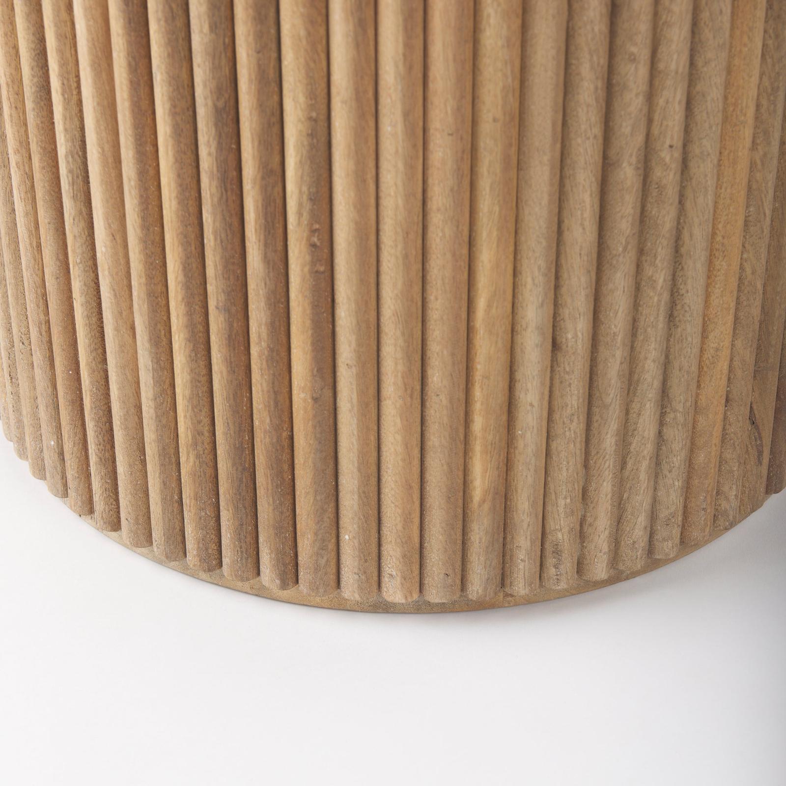 Mercana Terra Dark Brown Wood Fluted Round Side Table