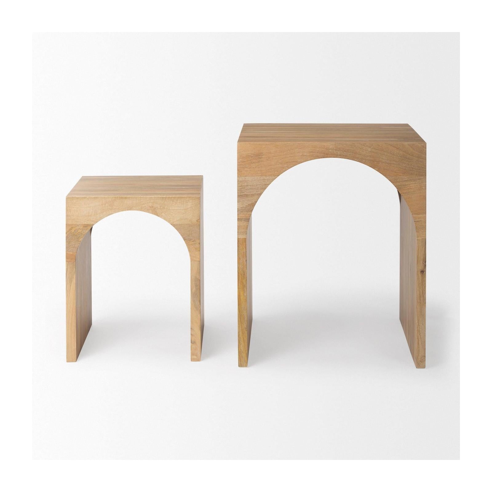 Mercana Chloe Cottage Wood Nesting Accent Tables- Set of 2