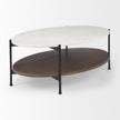 Mercana Larkin Marble Top w/ Brown Wood Shelf Coffee Table