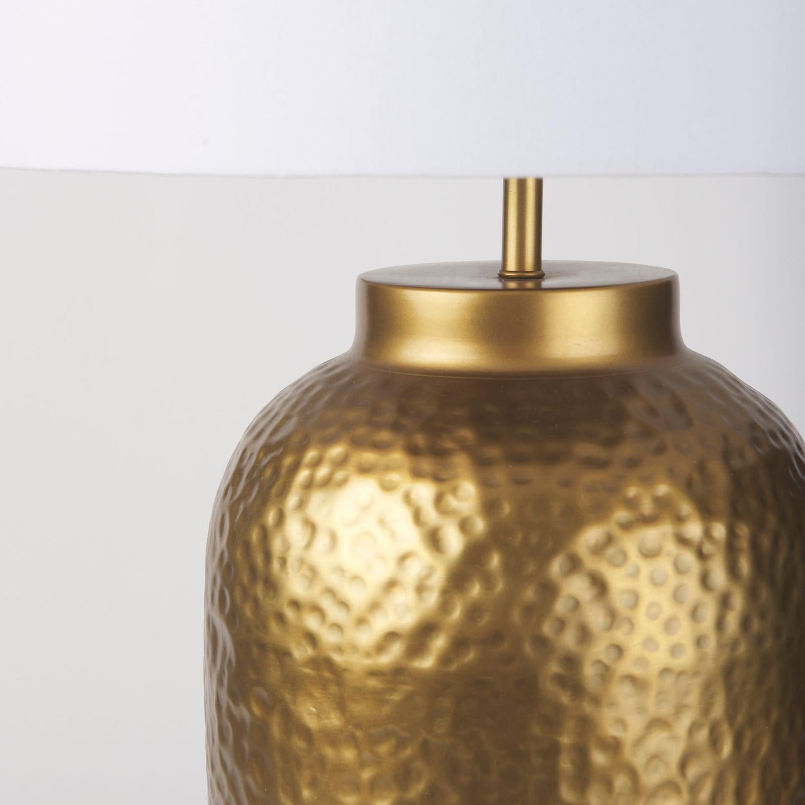 Mercana Leo Hammered W/White Fabric Shade Table Lamp