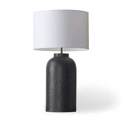 Mercana Leo Hammered W/White Fabric Shade Table Lamp