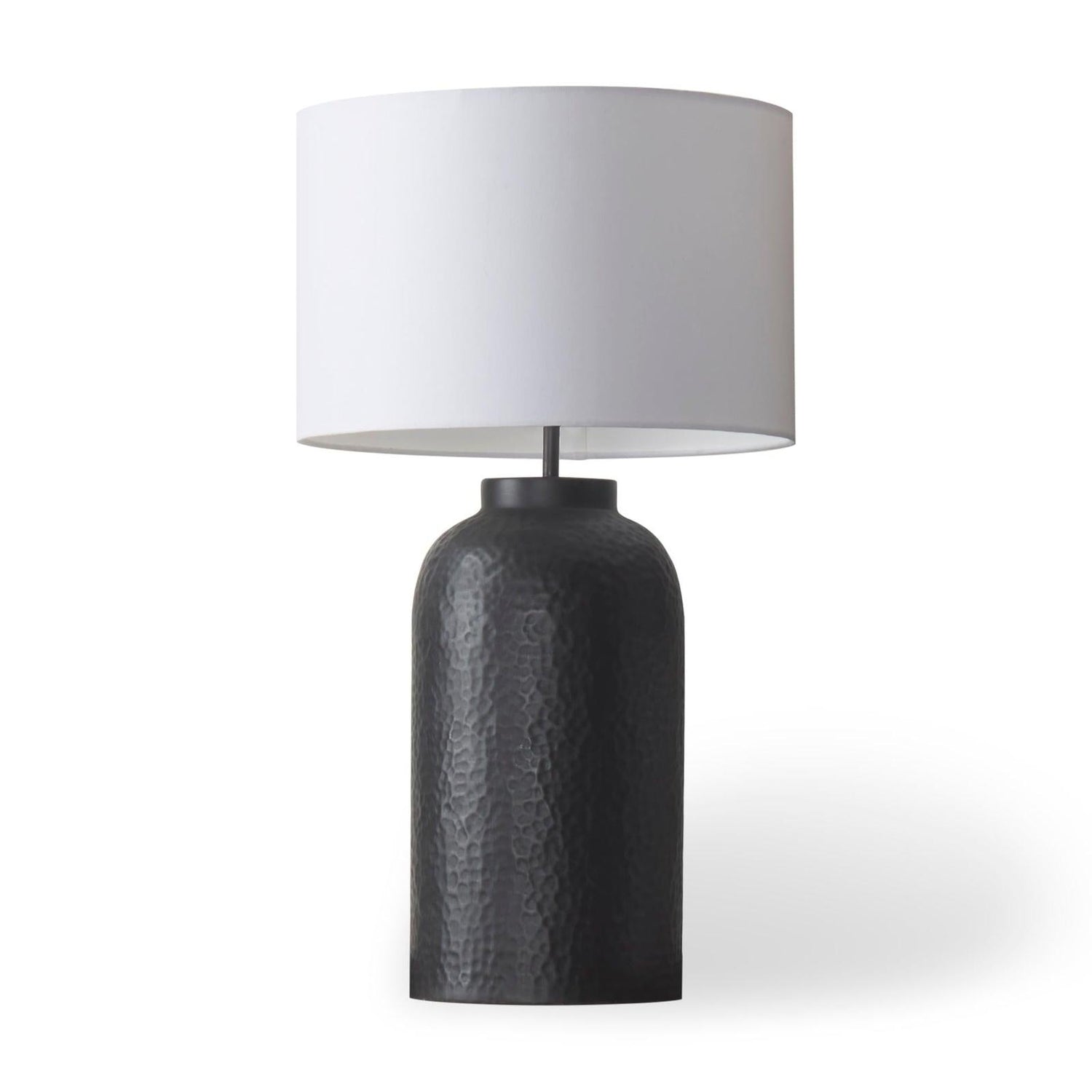 Mercana Leo Hammered W/White Fabric Shade Table Lamp