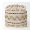 Mercana Caela Beige/Brown Wool, Cotton and Felt Popcorn Stitch Square Pouf Clearance
