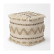 Mercana Caela Beige/Brown Wool, Cotton and Felt Popcorn Stitch Square Pouf Clearance