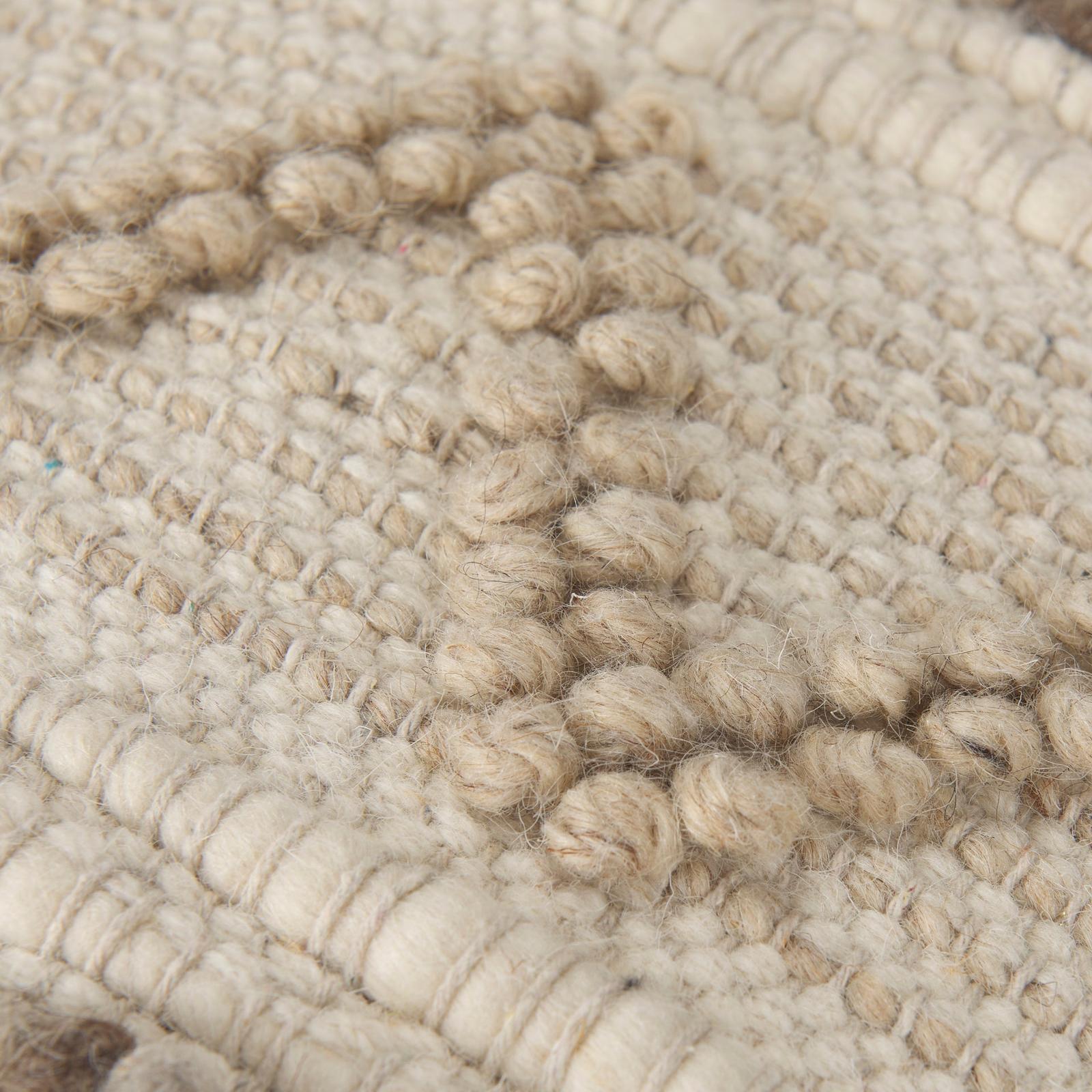 Mercana Caela Beige/Brown Wool, Cotton and Felt Popcorn Stitch Square Pouf Clearance