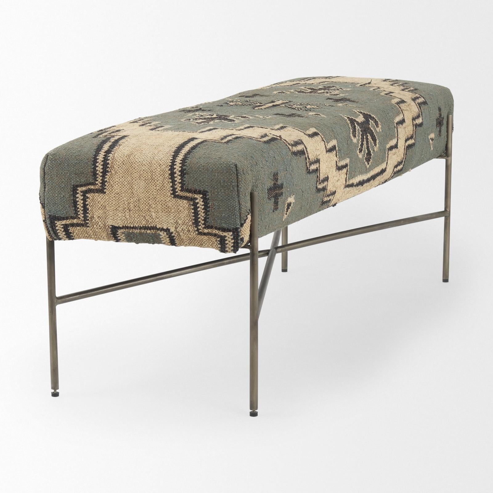 Mercana Avery Upholstered Seat With Metal Base Accent Bench