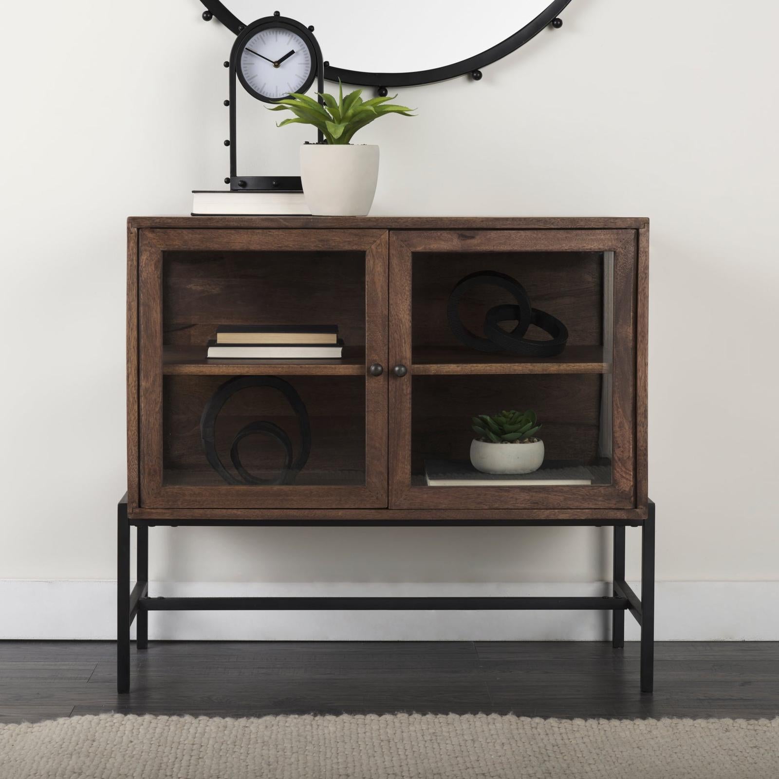 Mercana Arelius Glass Doors Accent Cabinet