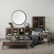 Mercana Arelius Black Metal Base w/ 4 Glass Cabinet Doors Sideboard