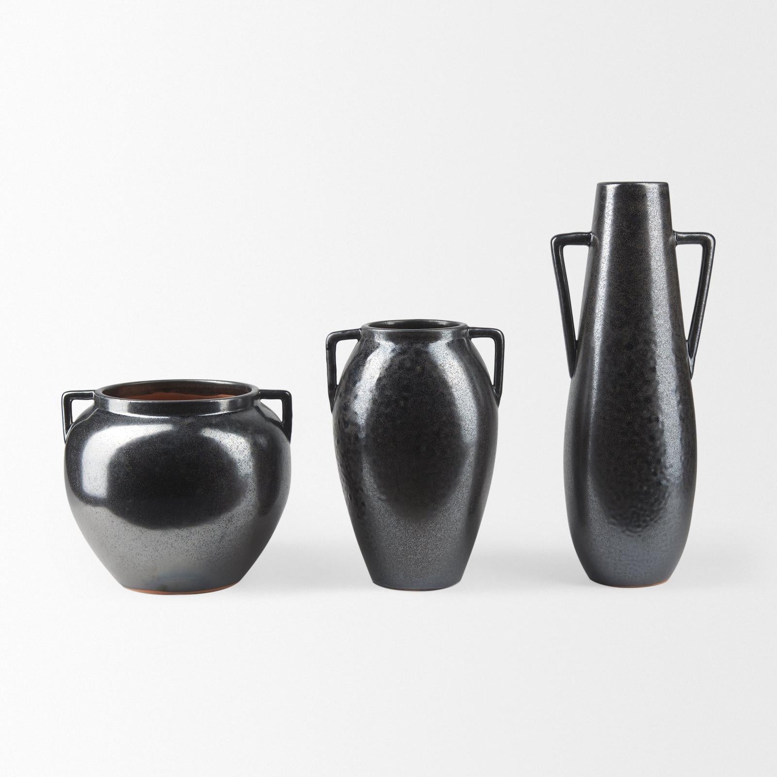 Mercana Kora Dark Metallic Double Ear Vase