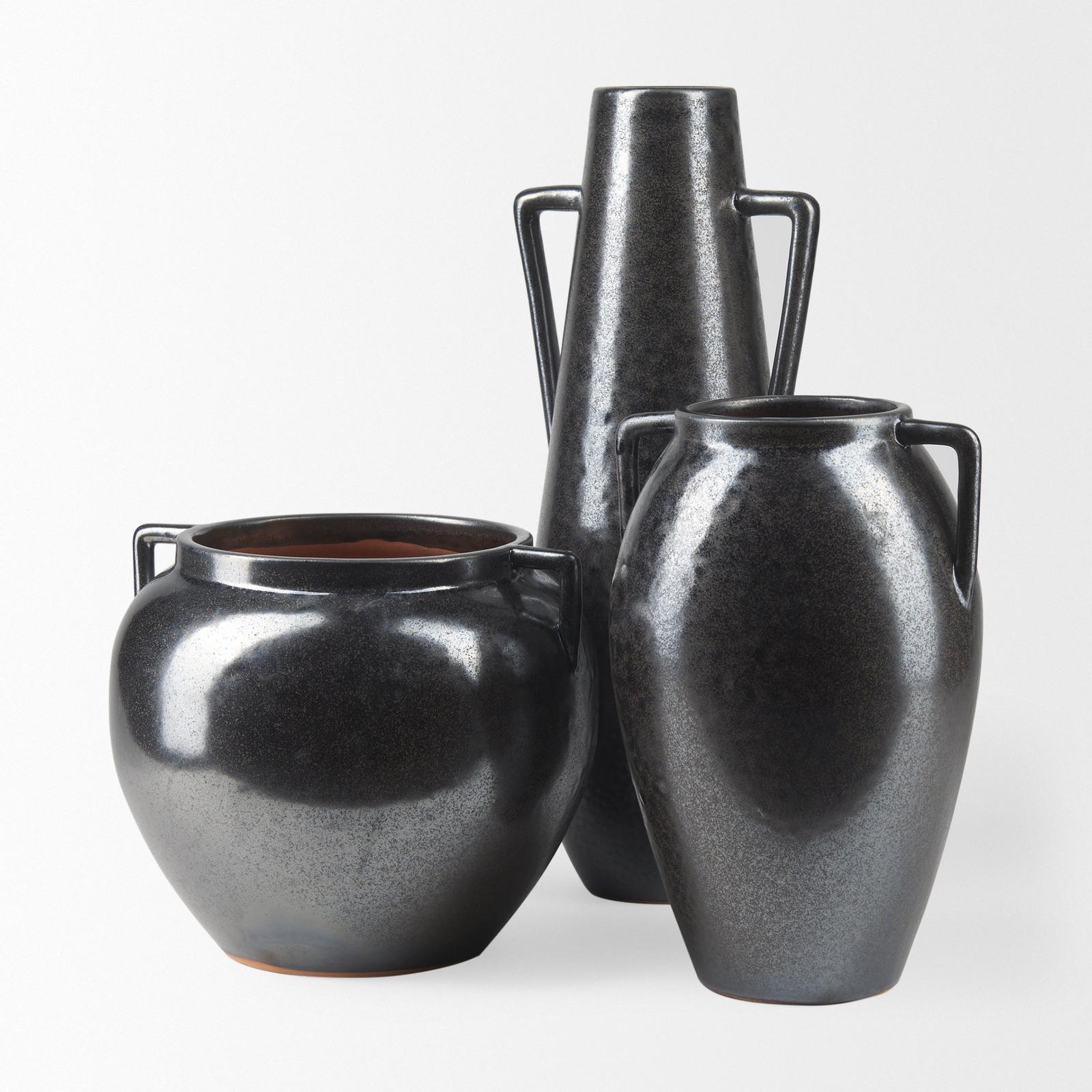 Mercana Kora Dark Metallic Double Ear Vase