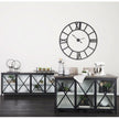 Mercana Aurelia Black and White Metal Four Door Glass Cabinet Buffet Clearance