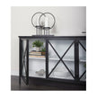 Mercana Aurelia Black and White Metal Four Door Glass Cabinet Buffet Clearance