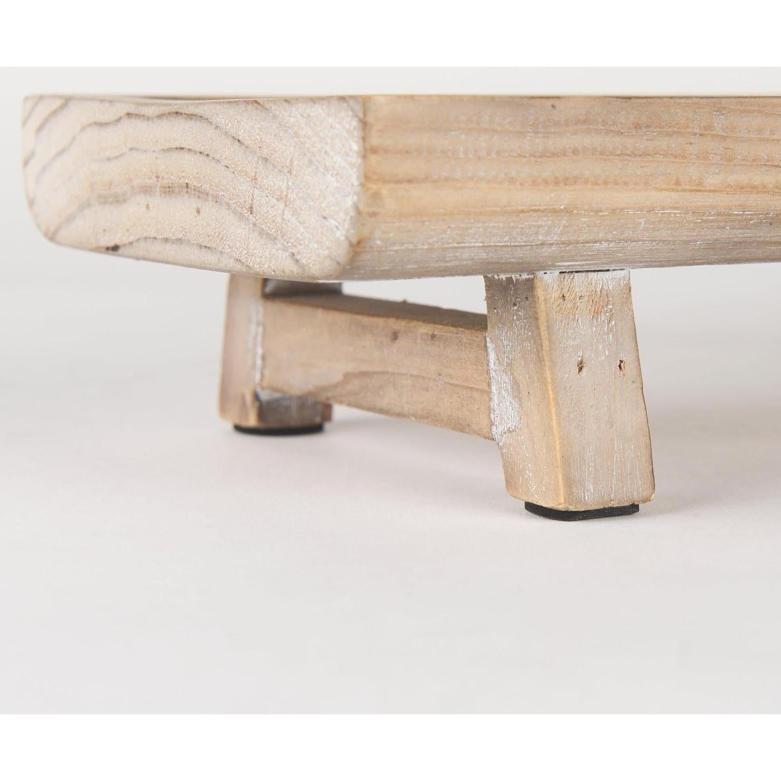 Mercana Carver White Washed Wood Trays- Set of 2