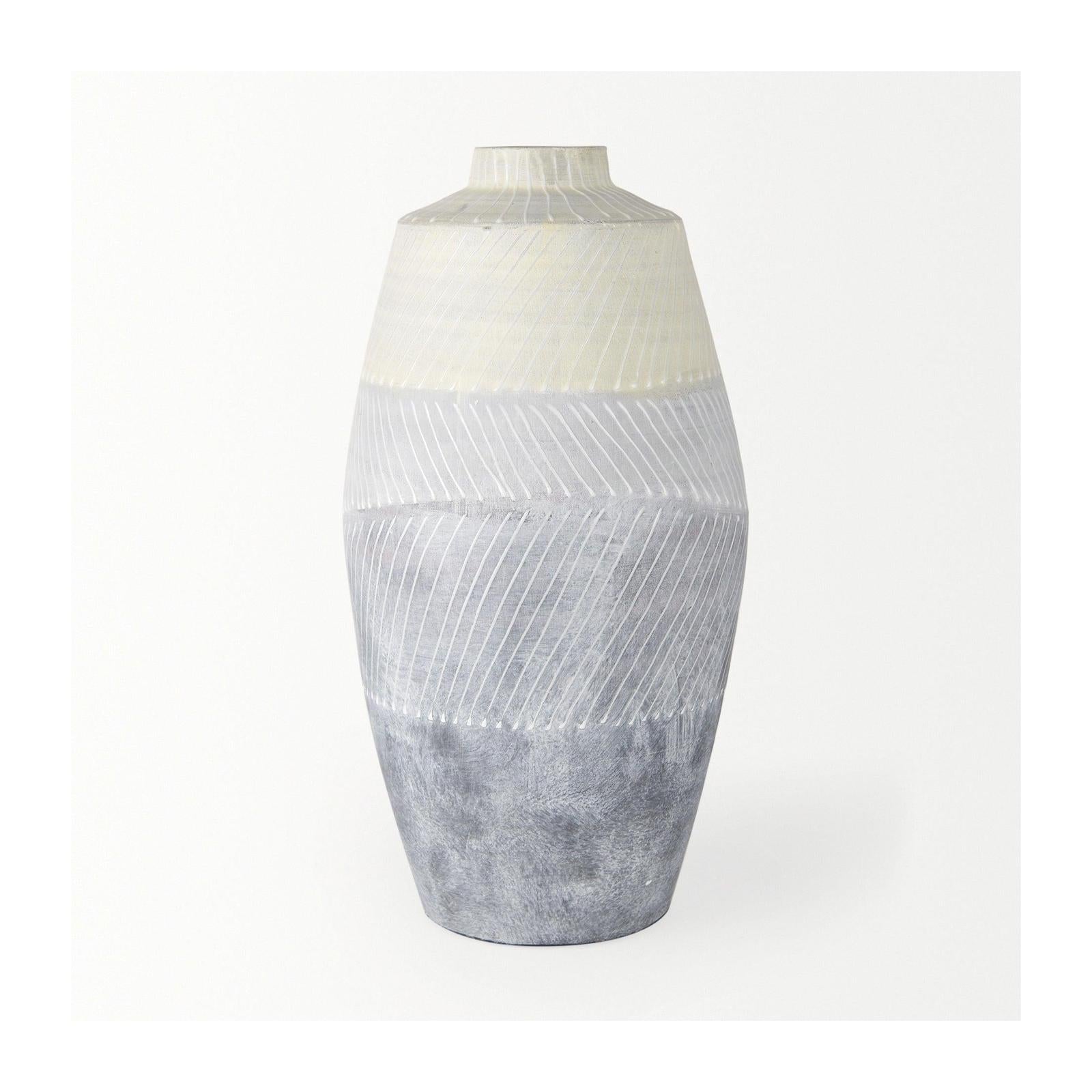Mercana Blume Off-White w/ Gray Textured Vase