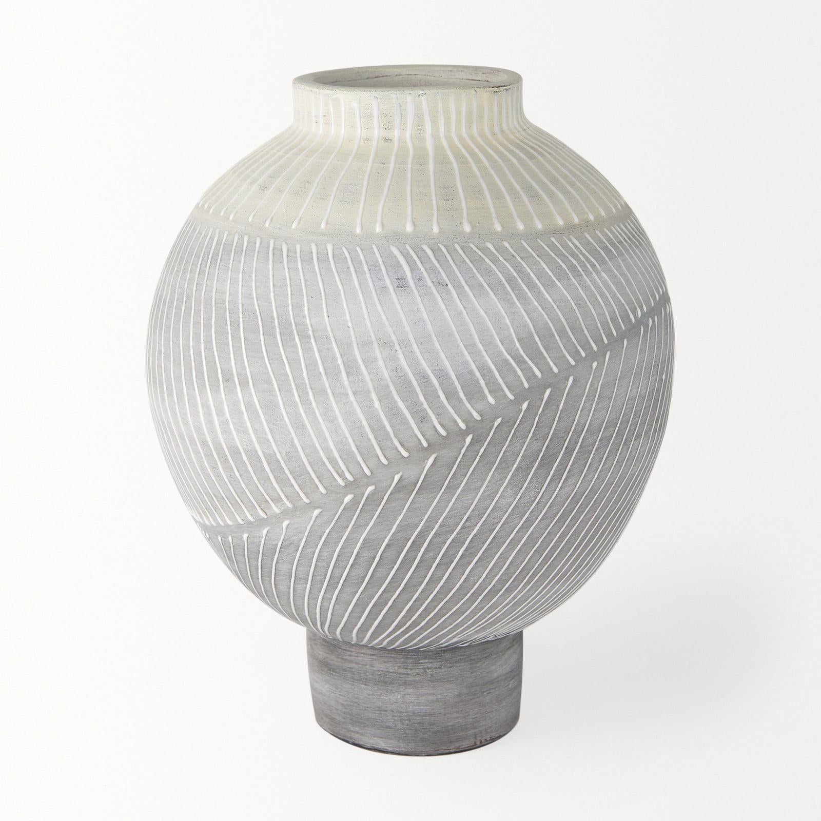 Mercana Blume Off-White w/ Gray Textured Vase