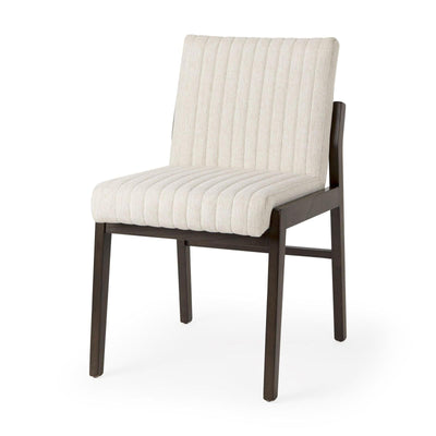 Mercana Tahoe Cream Fabric and Black-Brown Wood Dining Chair
