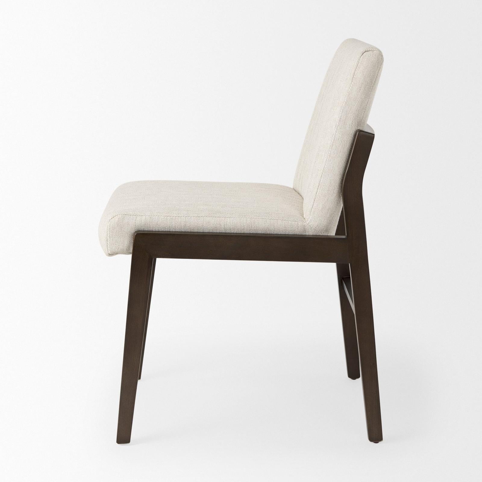 Mercana Tahoe Cream Fabric and Black-Brown Wood Dining Chair