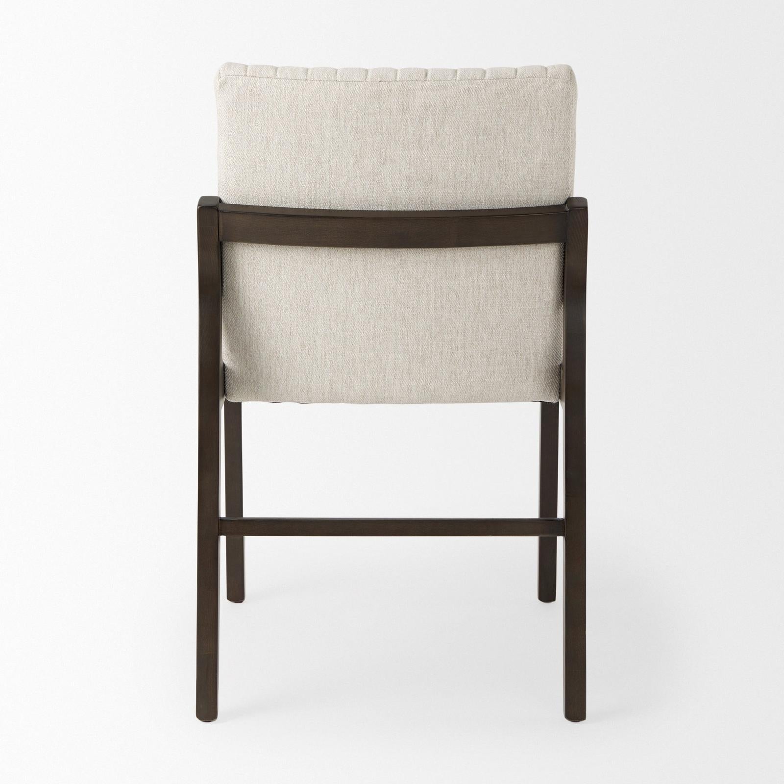 Mercana Tahoe Cream Fabric and Black-Brown Wood Dining Chair