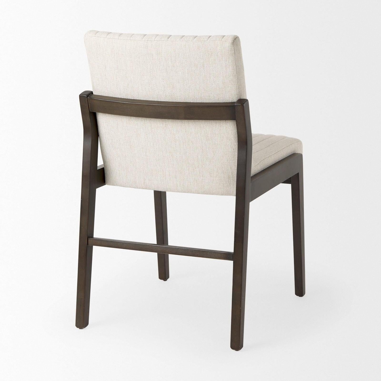 Mercana Tahoe Cream Fabric and Black-Brown Wood Dining Chair