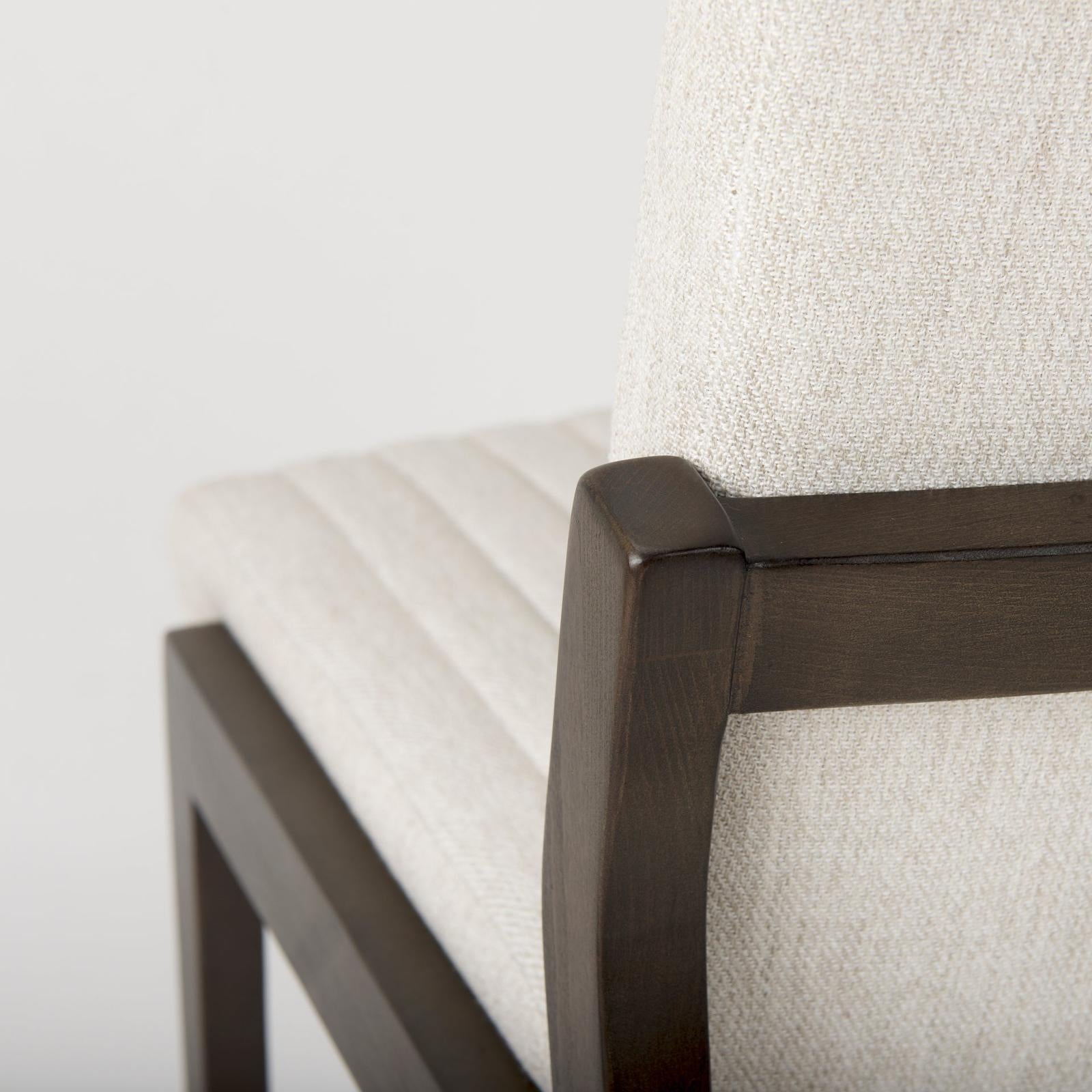 Mercana Tahoe Cream Fabric and Black-Brown Wood Dining Chair