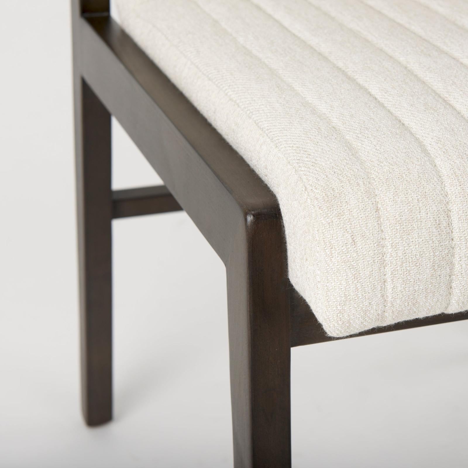 Mercana Tahoe Cream Fabric and Black-Brown Wood Dining Chair