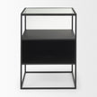 Mercana Samson Side Table Matte Black Metal and Glass