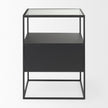 Mercana Samson Side Table Matte Black Metal and Glass