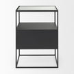 Mercana Samson Side Table Matte Black Metal and Glass