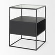 Mercana Samson Side Table Matte Black Metal and Glass