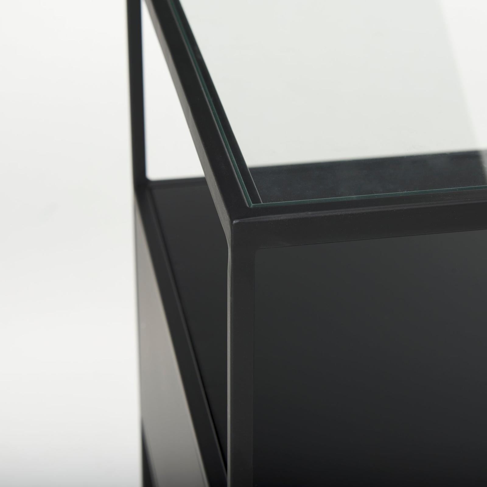 Mercana Samson Side Table Matte Black Metal and Glass