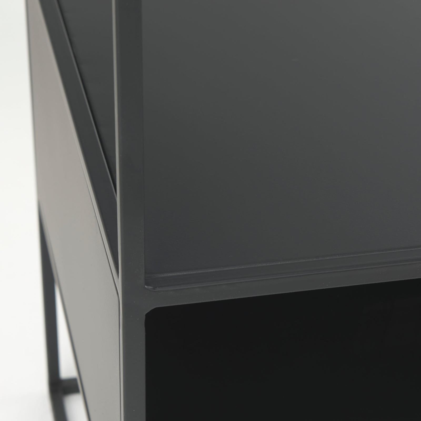 Mercana Samson Side Table Matte Black Metal and Glass