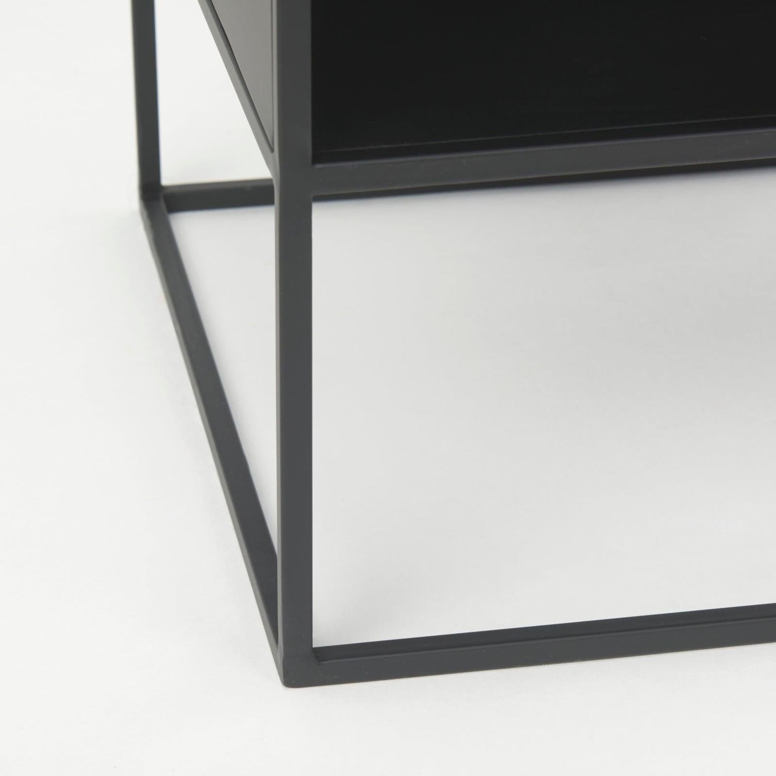 Mercana Samson Side Table Matte Black Metal and Glass